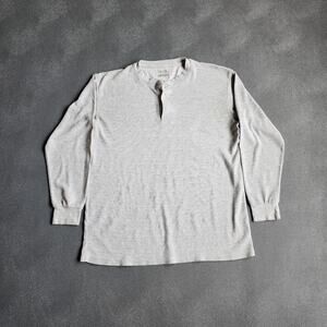 Grey Thermal Henley Long Sleeve Shirt XXL